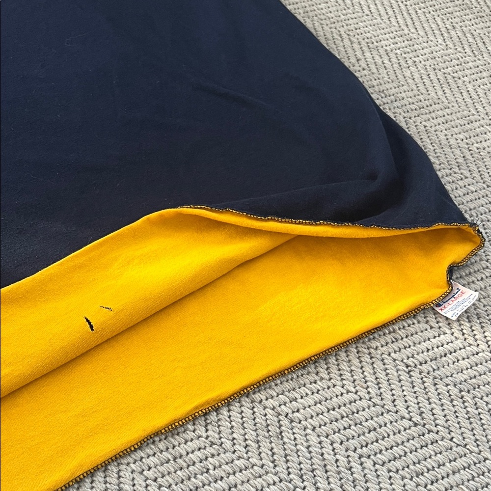 Champion Navy Tee with Yellow Michigan Script - Picture 6 of 8